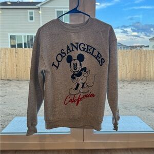Disney Gray Crewneck Sweater with Mickey Mouse and Los Angeles Design